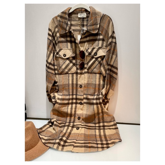 LAST ONE!! ON SALE! Brown Plaid Long Woolen a flannel Coat - Picture 10 of 10